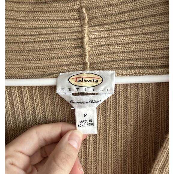 Vintage Talbots Tan Silk Cashmere Women’s Button Front Cardigan Sweater Petite S - Picture 3 of 5